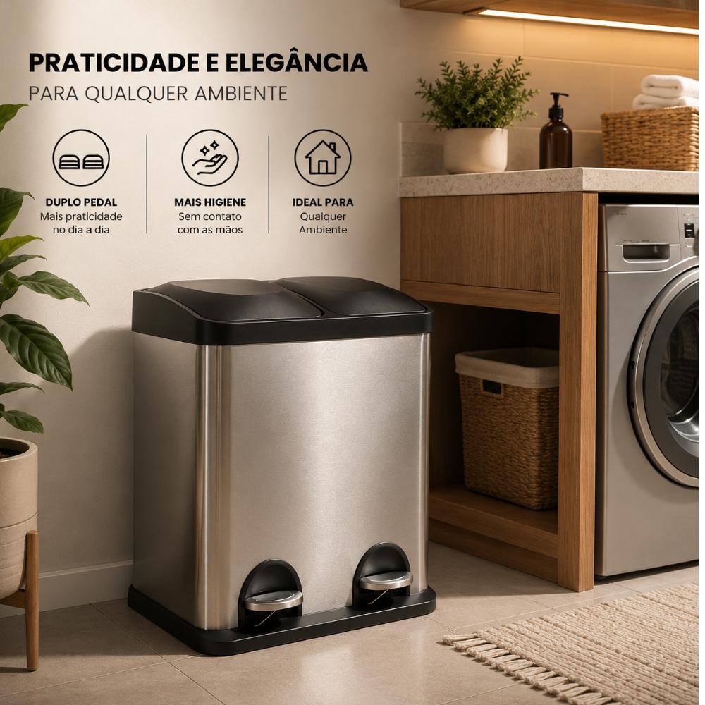 Lixeira de Cozinha Duplo Pedal